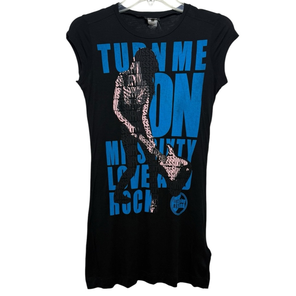 SOLD Vintage MISS SIXTY Turn Me On Y2K Shirt Size Small Guitar Rocker Girl - Picture 1 of 6